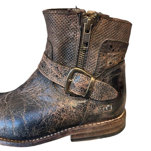 Bed Stu Women’s Sz 6 Black Lux Leather Round Toe Becca Side Zip Ankle Boot - Picture 4 of 12